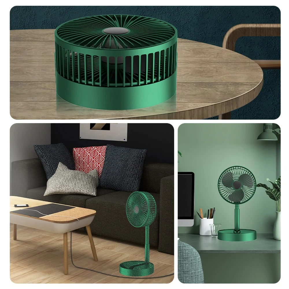 Rechargeable - Portable Telescopic Folding Fan Table Desk Fan | 3 Speeds Adjustable Height Fan (Random Color)
