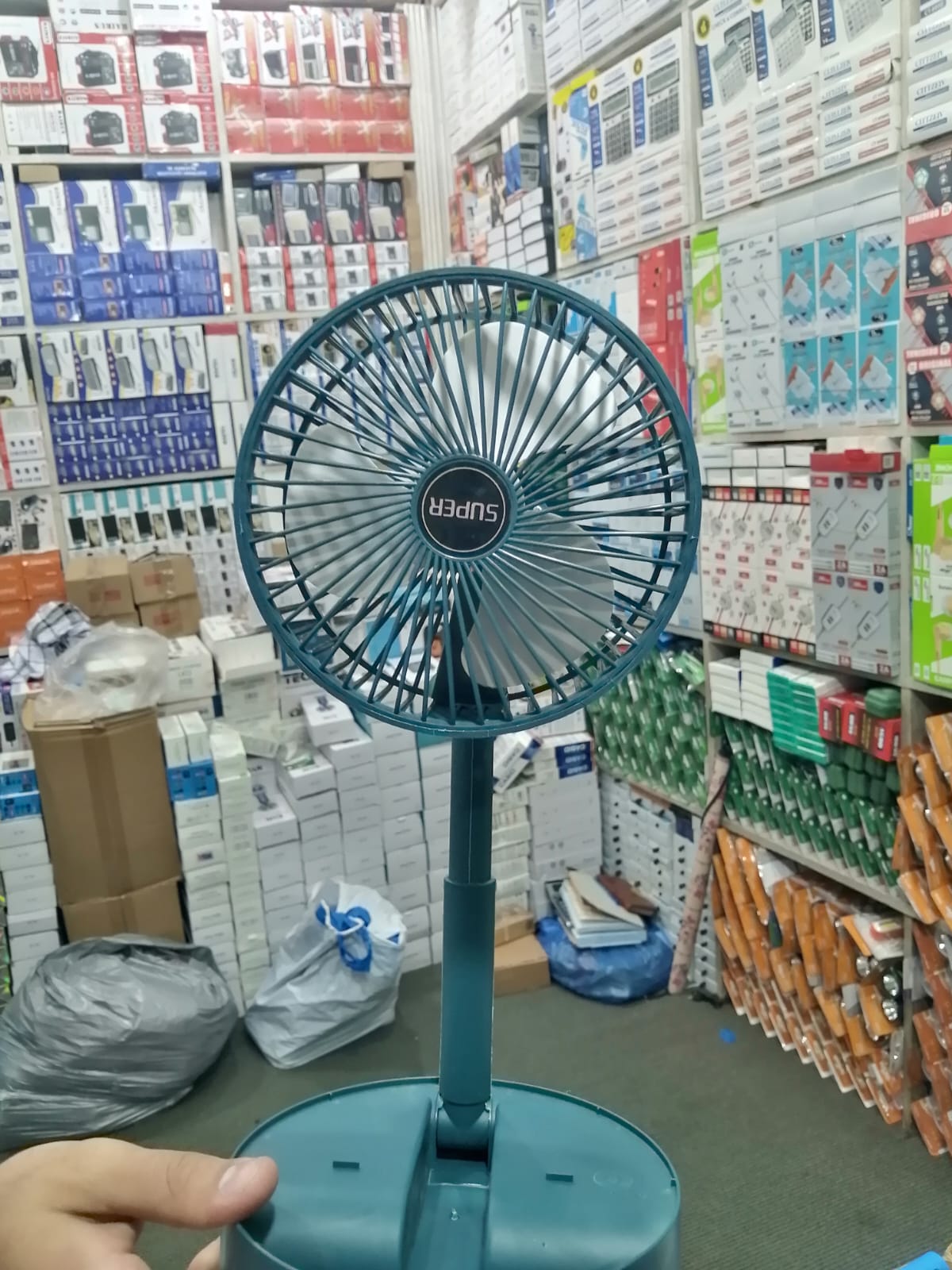 Rechargeable - Portable Telescopic Folding Fan Table Desk Fan | 3 Speeds Adjustable Height Fan (Random Color)