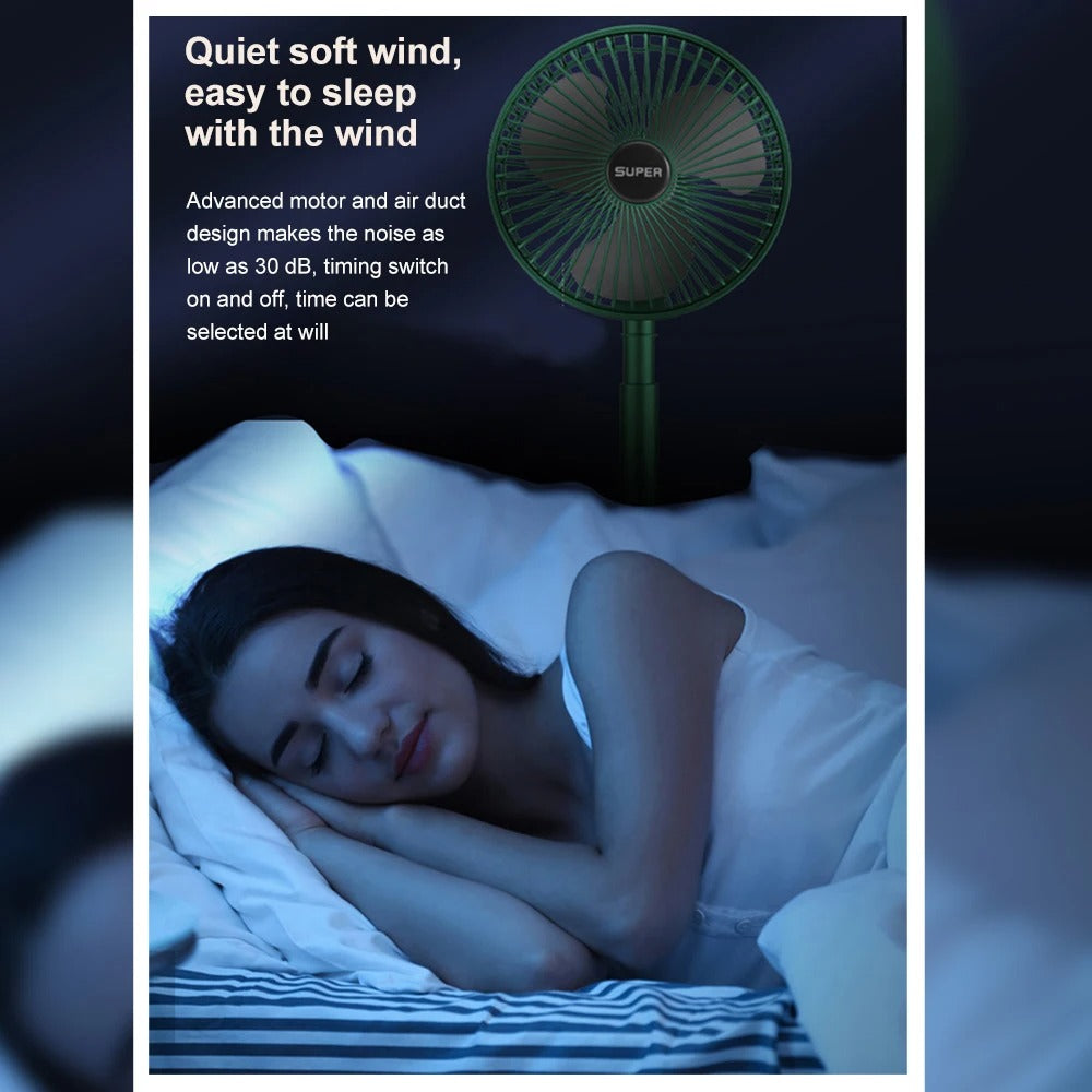 Rechargeable - Portable Telescopic Folding Fan Table Desk Fan | 3 Speeds Adjustable Height Fan (Random Color)